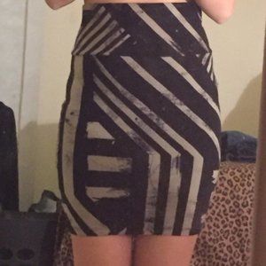 High Waisted Geometric Bodycon Mini Skirt